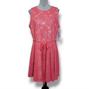 Danny & Nicole Lace Sleeveless Dress In Coral Size 18 NWT